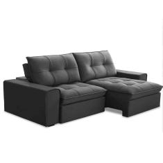 Sofá Retrátil Reclinável 3 Lugares 230cm Argon F05 Veludo Grafite - Mpozenato