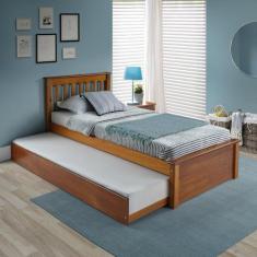 Conjunto Cama Solteiro Inglesa com Cama Auxiliar em Madeira Maciça Mv 