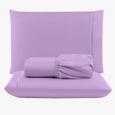 Jogo De Lençol Peletizado 400 Fios Queen 3 Peças - Casa - Hotel - Pousada - Lilás
