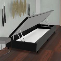 Base Box para Colchão de Solteiro MGA Lift Cotton com Baú e Pistão à Gás - 39x88x188cm