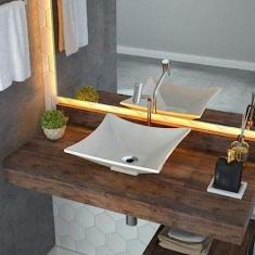 Cuba de Apoio para Banheiro L34 Lux Quadrada Folha Compace Bege