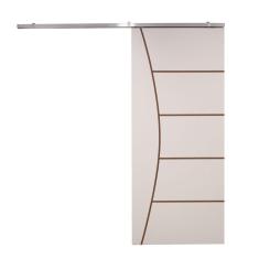 Porta De Correr Branco Prime Frisada Kit Alumínio F10 - 210x90