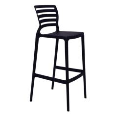 Banqueta para Bar Alta Tramontina Sofia Preta em Polipropileno Empilhável