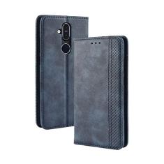 Capa para Nokia 8.1, capa flip carteira com suporte de couro para Nokia 8.1, capa magnética retrô, capa de telefone carteira com compartimentos para cartões