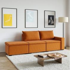 Sofá Modular 1 Módulo Direito 1 Módulo Central 1 Puff Zen Cabecasa Madeiramadeira Mostarda