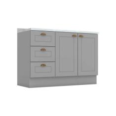 Balcão de Cozinha Americana p/ Pia 3 Gavetas e 2 Portas c/Tampo 120cm 