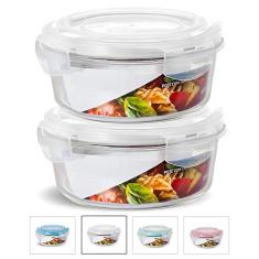 Kit Conjunto 2 Potes Vidro Hermético Tampa Plástico Marmita Mantimentos 950ml Cor:Branco (QH)