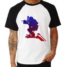 Camiseta Raglan Cinegrafista - Foca na Moda, Branco, Preto, GG