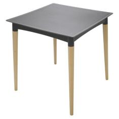 Mesa plastica laura marrom com pernas de madeira - TRAMONTINA