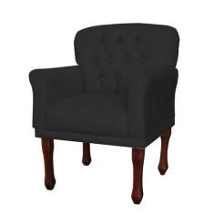 Poltrona Decorativa Anita Pés Luis XV Suede Preto - DS Estofados - Est