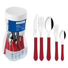 Faqueiro Tramontina Leme com Lâminas em Aço Inox e Cabos de Polipropileno Vermelho 20 Peças