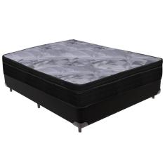 Cama Box Preto e Colchão Airtech Pampa Molas ensacadas Casal Ortobom