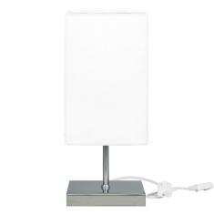 Abajur Eros Quad Branco com Base Inox.