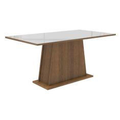 Mesa Madesa Retangular Tampo de Vidro 5364 Rustic branco