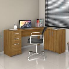 Mesa De Escritório Em L 2 Gavetas 3 Portas Office Nt 2005 Freijó Trend