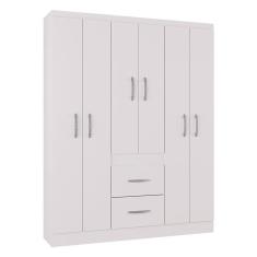 Guarda Roupa Casal Milão 6 Portas Branco Brilho - Poquema