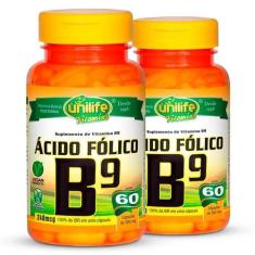 Kit 2 Vitamina B9 Ácido Fólico 60 Cápsulas Unilife