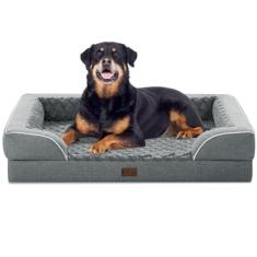 Casa Paw Cama ortopédica impermeável para cães extragrande, cama para cães extragrande, espuma viscoelástica GG com laterais, espuma de caixa de ovo e fundo antiderrapante para cães jumbo com capa