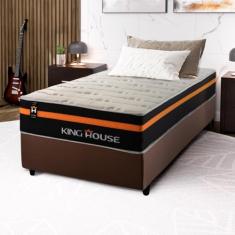 Conjunto Cama Box c/Molas Ensacadas Sirius Preto Solteiro 88x188x65