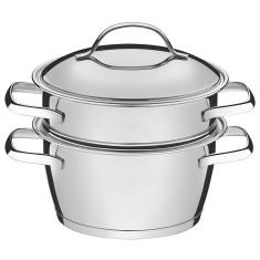 Cuscuzeira Tramontina Allegra em Aço Inox com Fundo Triplo 2 Peças 2 L 65650050