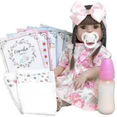 Boneca Estilo Reborn 52cm Que Pode Dar Banho Com Enxoval - Cegonha Reb