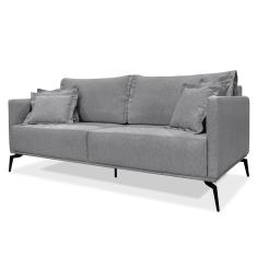 Sofá 3 Lugares 200cm Pés De Metal Vecchia S06 Linho Cinza - Mpozenato