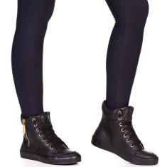 Tenis Fitness Feminino Botinha Treino Academia Couro com Ziper-Feminino