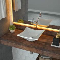 Cuba de Apoio para Banheiro L30 Lux Quadrada Folha Compace Branco