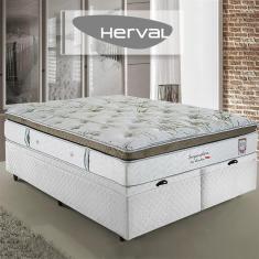 Cama Box Baú Herval Queen Imperatore, 84x158x198 cm, Molas Ensacadas
