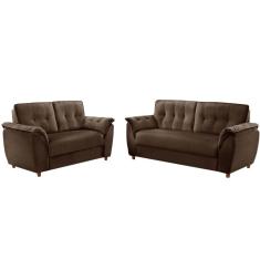 Sofá Rondomóveis 3 e 2 lugares R220 Cosmo em tecido Veludo – Marrom