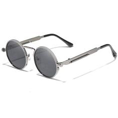 Oculos de Sol Masculino Steampunk Redondo Metal Frame Kingseven Polarizados N7579 (C4)