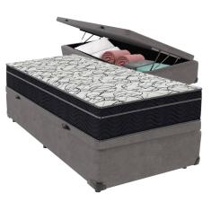 Cama + Box com Bau Solteiro Colchão Extra Firme Airtech Ortobom D45