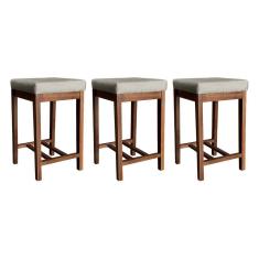 Kit 3 Banquetas Alta para Cozinha Bali Madeira Castanho Suede CCS