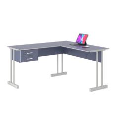Mesa De Escritório Azul Em L Escrivaninha Com 2 Gavetas