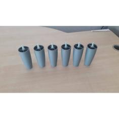 Kit Pes Cama box 6 pes Conico Cinza com 12 cm de altura