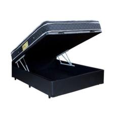 Cama Box Baú Casal Colchão Molas Ensacadas + Box Suede Preta 63x138x18