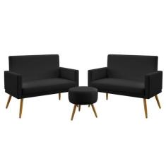 Kit 2 Poltronas Namoradeiras Decorativas Nina Com Rodapé Puff Solar Co