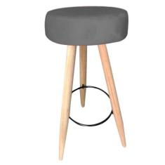 Kit 05 Banqueta Alta Flora Pés Palito em Madeira Branco  Bar Bistrô Co