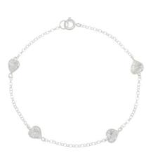 Pulseira Feminina Pedra Zirconia Coração Prata 925 - MGA-BR