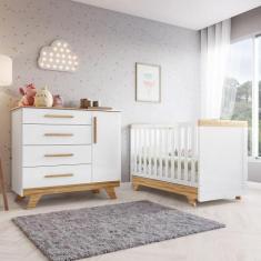 Quarto de Bebê com Cômoda e Berço 100% MDF Jolie Retrô Espresso Móveis