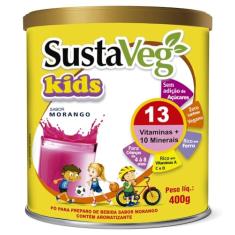 WVEGAN SustaVeg Kids Morango 400g - Pó Para Preparo de Bebida - Complemento Alimentar Infantil - Leite Vegetal Em Pó Nutritivo-Sem Glúten, Açúcares e Lactose-Alimentação Saudável, Saborosa e Divertida