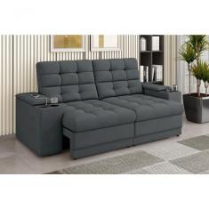 Sofá Confort Premium 1,70m Assento Retrátil/reclinável Porta Copos E Usb Suede Cinza - Xflex Sofas