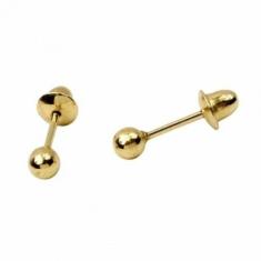 Brinco De Ouro 18K Bola 3mm