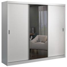 Guarda Roupa Casal 3 Portas De Correr 1 Espelho Winter F04 Branco- Mpozenato