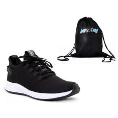 Kit Tênis Masculino Preto Esportivo Casual Leve Estilo + Mochila Bolsa