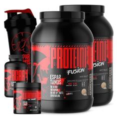Kit 2x Whey Protein Fusion + Bcaa + Glutamina + Coqueteleira-Unissex