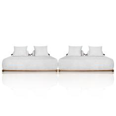 Sofá 6 Lugares Ilha 2 Módulos 200cm Viero S06 Boucle Branco - Mpozenato