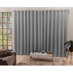Cortina De Varão Blackout Tecido Cinza 3,00x2,60 Corta Luz