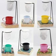Xícara Café Goumert, 80 ml, Kit com 5 Jogos, Suporte, Coador
