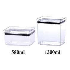 2 Potes Herméticos Retangular 580ml e 1300ml para armazenamento de alimentos